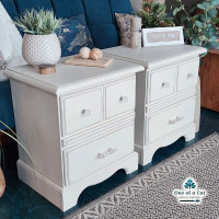 Gorgeous Neutral Warm White Nightstands - Solid Wood