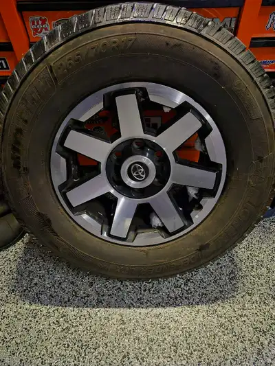 4 wheels & 4 tires Good shape No plugs no patches Stock Toyota TRD wheels Michelin defender LTX tire...