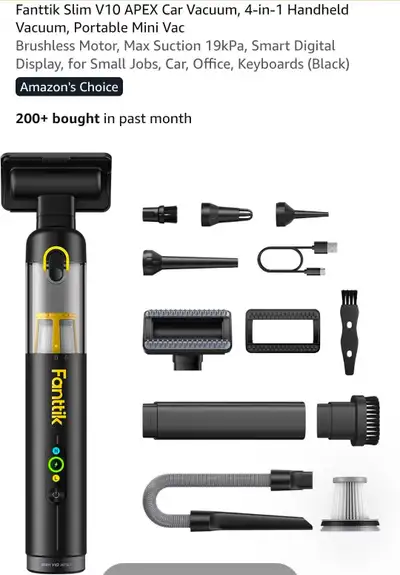 Fanttik Slim V10 APEX Car Vacuum, 4-in-1 Handheld mini Vacuum, View more