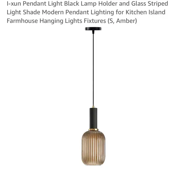 Pendant Light Back Lamp Holder & Glass Striped Light Shade Mode in Indoor Lighting & Fans in City of Toronto - Image 2