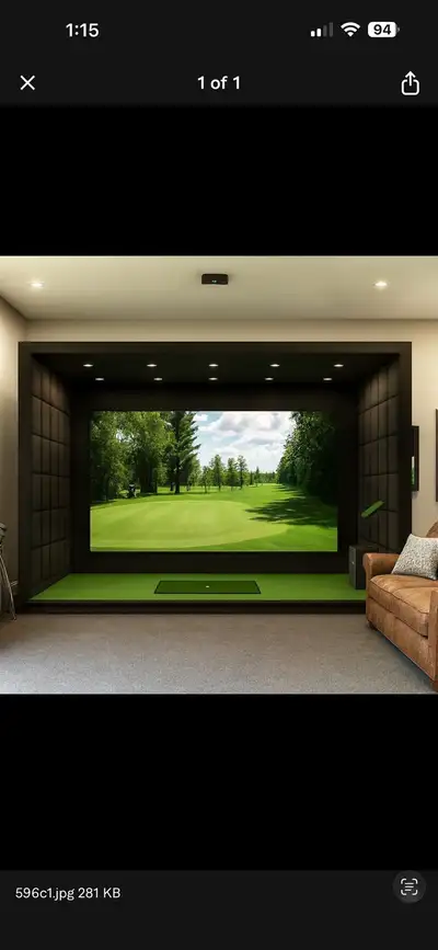 Complete indoor golf simulator package(s) available, ideal for home spaces, garages, and commercial...