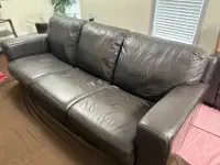 3-Piece Leather Living Room Sofa