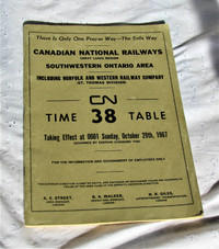CN Time Table 38. Taking Effect October 29, 1967, London & Area