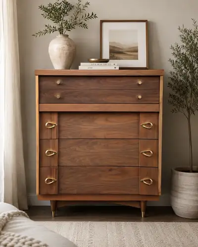 ✨Vintage Viscol Walnut Tallboy Dresser | Mid-Century Modern, View more