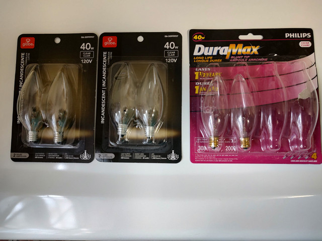 Six New Chandelier Light Bulbs 40 watts in Indoor Lighting & Fans in Leamington