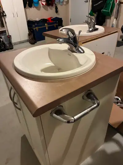 Bathroom vanity with taps, View more