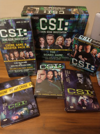 CSI board game with expansion pack and DVD seasons 1, 2 and 4.