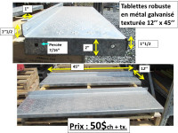 tablette robuste en métal galvanisé texturé 12'' x 45''