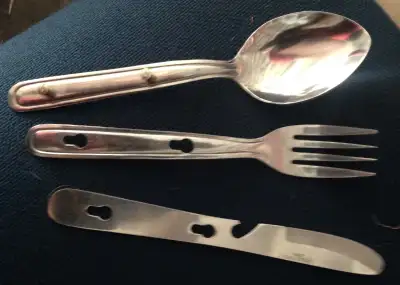 4-IN-1 Knife Spoon Fork Stainless Steel Camping === $5