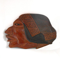 Profile Wood Carving Wall Hanging Decor 12" w x 9" h x 1.75 t