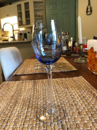 MCM Wine/Barware Glasses With Cobalt Blue Cups & Glass Stem