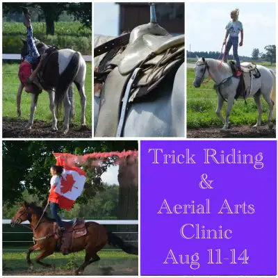 At Maple Rock Stables Just North of Listowel August 11-14 Trick Riding and Aerail Arts clinic 9am-4p...