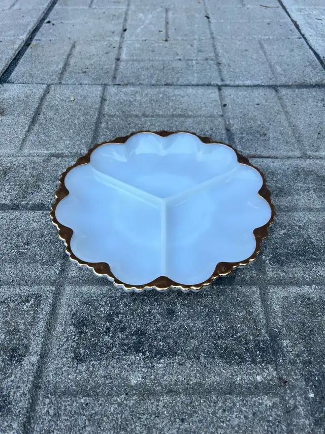Milk Glass Divided Serving Dish