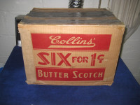 Vintage art deco advertising prop Collins Butter Scotch box