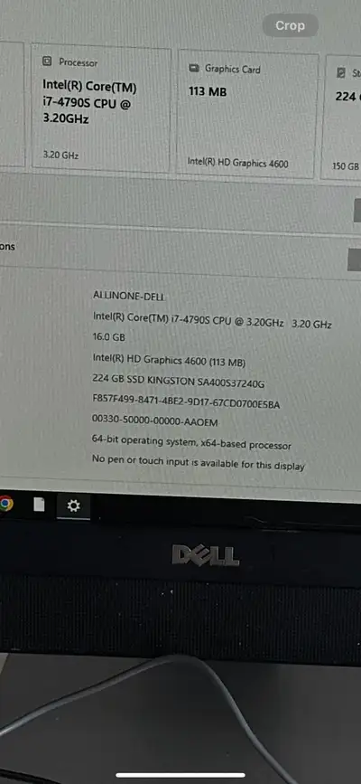  Dell All-in-One PC – Intel Core i7 – 16GB RAM – 224GB SSD –, View more