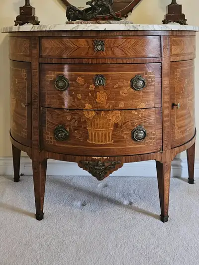 FRENCH LOUIS XVI STYLE HALF-MOON COMMODE, LATE  19TH CENTURY, View more