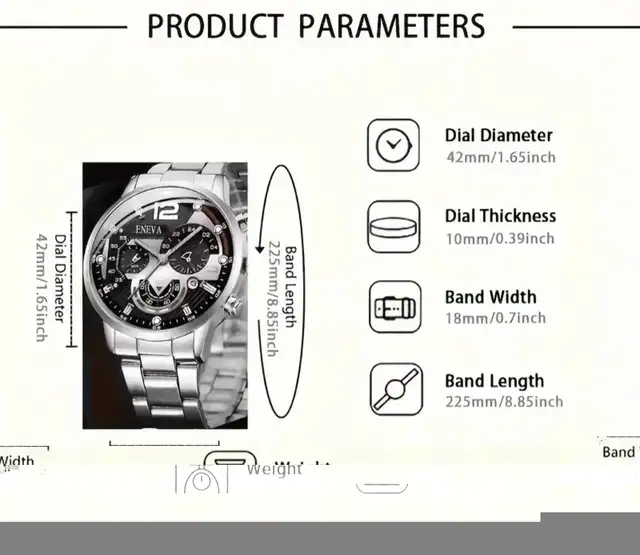 2 pc. Silvery and black men's  quartz watch (Geneva) and bracele in Jewellery & Watches in City of Toronto - Image 5