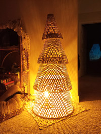 Wicker Bamboo Tree Standing Lamp Light