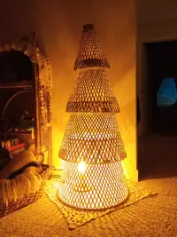 Wicker Bamboo Tree Standing Lamp Light