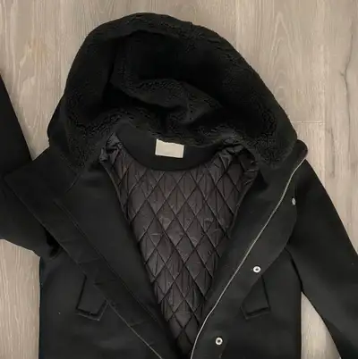 Soia & Kyo - Black Wool Coat with Shearling Hood - Mens, View more