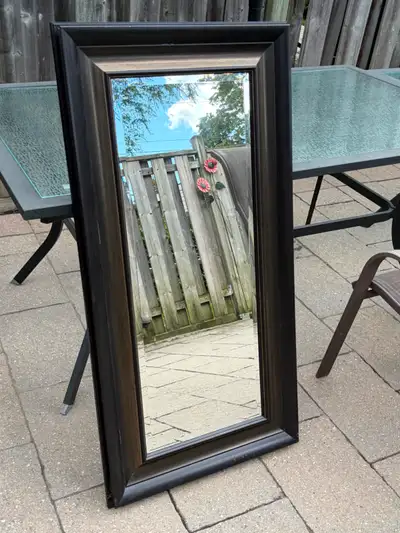 Wall Mirror With Dark Wood-Tone Frame Very Little Used !, View more