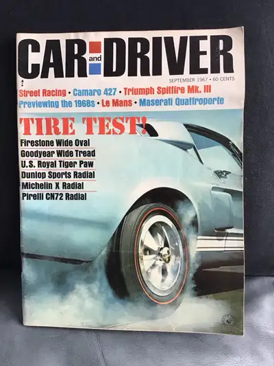 CAR and DRIVER Magazine September 1967. Tire test, Camaro & more