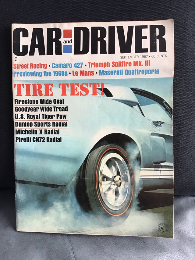 CAR and DRIVER Magazine September 1967. Tire test, Camaro & more dans Magazines  à Hamilton