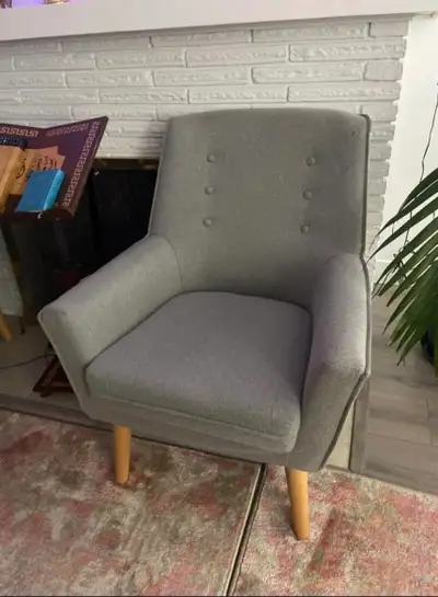 Mid-Century Modern Grey Accent Chair, View more
