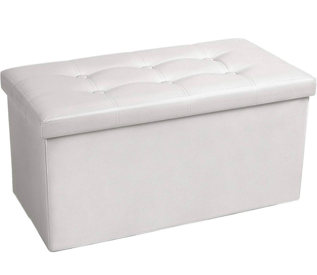 New 30” Folding Storage Bench Ottoman, White in Other in City of Toronto - Image 2