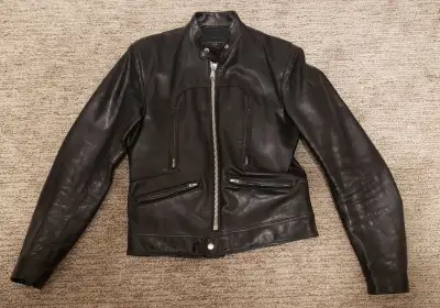 Jacket - $110 - heavy duty black leather motorcycle jacket offers excellent protection. Top quality...