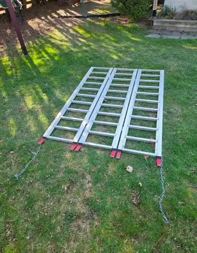 Tri fold ramp. Aluminum. 800 lbs approximate capacity. $75. Used good. Width 50 inches length 72 inc...