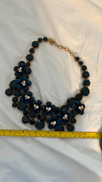 Jcrew statement navy rhinestone necklace