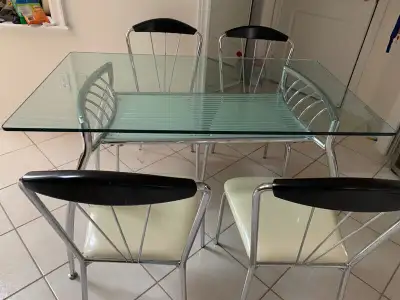 chrome glass dining table, View more