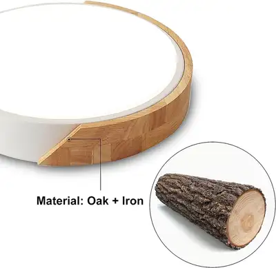 Modern 24W Flush Mount Ceiling Light with Wood Finish, 12 Inch,, View more