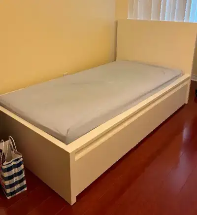 Twin Size IKEA Malm Bed Frame with 2 Drawers and Mattress, View more
