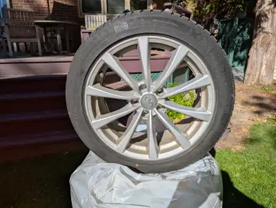 One set of Nexen Winguard Sport 2 winters mounted on Infiniti Q50 18 inch factory wheels with pressu...