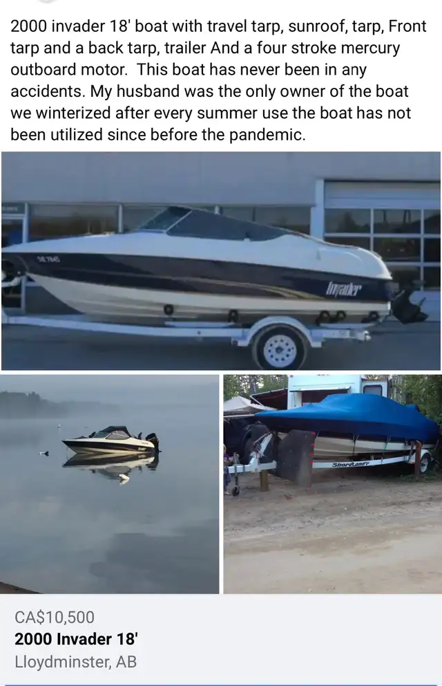 2000 17ft Invader outboard boat in Powerboats & Motorboats in Lloydminster - Image 2