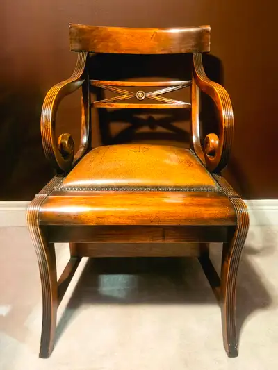 Quite perfect: rarely sat on. This chair is impressive. (DonMills/Finch pick-up) This Regency style...