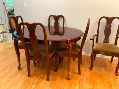 Queen Anne style dining table and china cabinet, View more