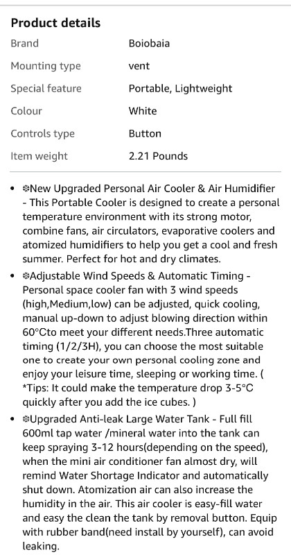 Desktop cooling fan with mist function - new in Heaters, Humidifiers & Dehumidifiers in Ottawa - Image 4