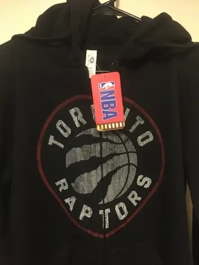 NEW RAPTORS ZIP FRONT HOODIE black colour NBA tag attached see picture Tag says XL - looks more like...