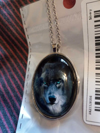 Wolf photo necklace, brand new. 
