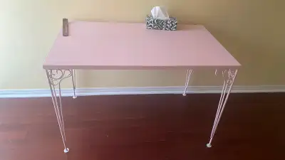 Pink office desk available for pick up. Pink chair also available for addition $100.