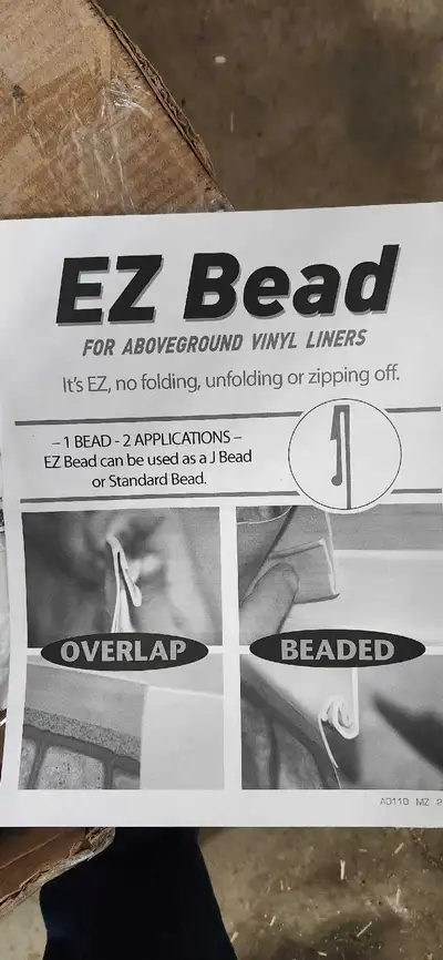 Above ground pool EZ Bead liner. Brand new in box and unopened. Fits 27' diameter pool. 4' depth as...