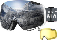 New OutdoorMaster Heron Ski Goggles 2 Lens Frameless, Magnetic