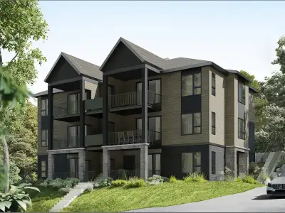 La vue. Le luxe. L’espace. Tout simplement. Vivez l’exception à Sainte-Adèle avec nos grands 4½ neuf...