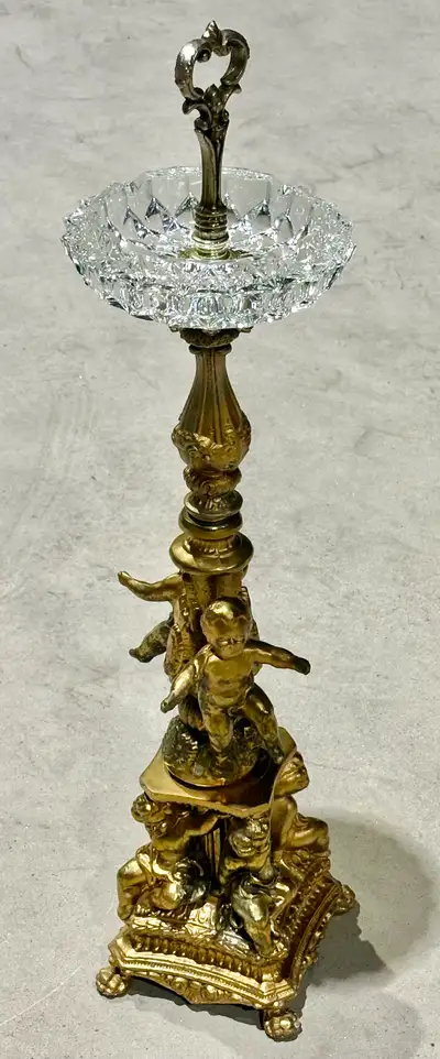 Vintage Gilt-Bronze & Crystal Centrepiece With Cherub Base, View more