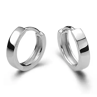 925 Sterling Silver Smooth Men And Women Models Silver Earring F, View more