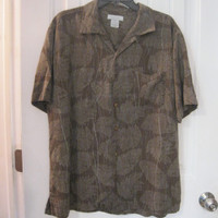 Mantles Men's Silk Button Front Shirt Brown XL, Chemise!
