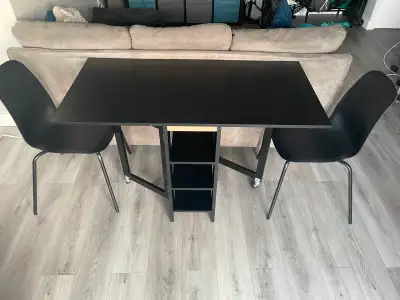 Black Foldable Table With 2 Chairs, View more